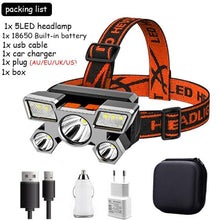 Load image into Gallery viewer, Rechargeable Adjustable  USB 5LED Headlamp with High Lumen Handsfree Waterproof Portable Ability Focusing Ring Headlight Flashlight  Torchlight For Outdoor  Camping Hiking Running Headlight
