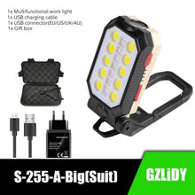 Load image into Gallery viewer, Rechargeable Adjustable USB LED Portable Charger Battery High Capacity with Digital Display LCD Screen Waterproof Flashlight COB Work Light For Repairing Outdoor Camping
