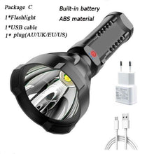Load image into Gallery viewer, Rechargeable Adjustable USB LED Portable Rotary High Lumen Zoombale Super Strong Flashlight  Ultra-bright For Long-range  Outdoor  Camping Fishing Hiking Riding Walking Jogging Flashlight

