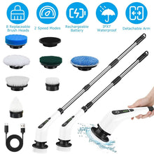 Load image into Gallery viewer, Rechargeable Electric Spin Scrubber 8 Brush Replaceable Heads 2 Speed

