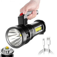 Load image into Gallery viewer, Rechargeable Handheld Flashlights Waterproof  3 Switch Mode Powerful High Lumens Spotlight Fashlight High Power Portable LED Waterproof Outdoor Long Lasting Spot Light Flashlight For Home &amp; Outdoor Use
