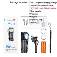 Load image into Gallery viewer, Rechargeable High Lumen Super Bright Powerful LED CREE XP-L HI  Flashlight Magnetic Water &amp; Impact Resistant Handheld Flashlights  For Outdoor Camping Hiking Riding
