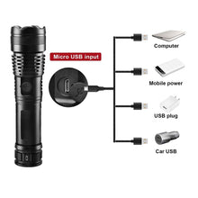Load image into Gallery viewer, Rechargeable LED Flashlights High Lumens Waterproof Zoomable Super Bright Tactical Flashlight Powerful  USB LED CREE Flashlight  Hand Lamp For Hiking Camping Household Outdoor Sport
