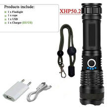 Load image into Gallery viewer, Rechargeable LED Flashlights High Lumens Waterproof Zoomable Super Bright Tactical Flashlight Powerful  USB LED CREE Flashlight  Hand Lamp For Hiking Camping Household Outdoor Sport
