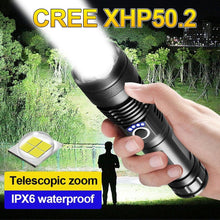 Load image into Gallery viewer, Rechargeable LED Flashlights High Lumens Waterproof Zoomable Super Bright Tactical Flashlight Powerful  USB LED CREE Flashlight  Hand Lamp For Hiking Camping Household Outdoor Sport

