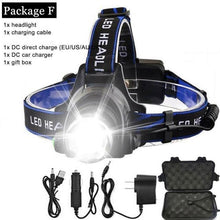 Load image into Gallery viewer, Rechargeable LED  Headlamps Ultra-bright High lumens Zoomable Waterproof LED Headlight Head Torch Flashlight Head Lamp For Fishing  Hands-Free Headlight
