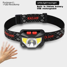 Load image into Gallery viewer, Rechargeable LED Powerfull Headlamp Flashlight USB Waterproof Headlamp Motion Body Sensor Headlight For Adults &amp; Kids Camping Flashlight Outdoors Camping Running Biking Fishing
