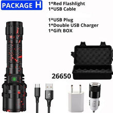 Load image into Gallery viewer, Rechargeable  LED Tactical Flashlights Waterproof Powerful High Lumen Super  Bright Power LED Aluminum Flashlight For Hiking Outdoor Camping Fishing Jogging Running HouseholdPowerful Light
