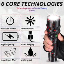 Load image into Gallery viewer, Rechargeable  LED Tactical Flashlights Waterproof Powerful High Lumen Super  Bright Power LED Aluminum Flashlight For Hiking Outdoor Camping Fishing Jogging Running HouseholdPowerful Light
