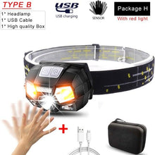 Load image into Gallery viewer, Rechargeable Powerful USB LED High Lumen Headlamp Ultra-Light Bright Headlight Waterproof Sensor Head Light  For Outdoors Camping Running Hiking Biking Fishing
