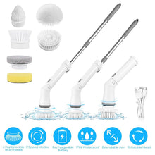 Load image into Gallery viewer, Rechargeable Telescopic Cleaning Brush 6 Replaceable Heads 2 Speed Adjustable Extension Arm
