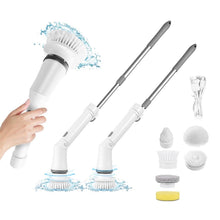 Load image into Gallery viewer, Rechargeable Telescopic Cleaning Brush 6 Replaceable Heads 2 Speed Adjustable Extension Arm
