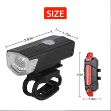 Load image into Gallery viewer, Rechargeable USB Bike Light Bicycle Front Rear Back Taillight Cycling Headlight Bicycle Lamp Flashlight Powerful Front And Back Lights Bicycle Accessories For Night Riding Cycling Safety Best Headlight With USB Tail
