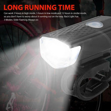 Load image into Gallery viewer, Rechargeable USB Bike Light Bicycle Front Rear Back Taillight Cycling Headlight Bicycle Lamp Flashlight Powerful Front And Back Lights Bicycle Accessories For Night Riding Cycling Safety Best Headlight With USB Tail
