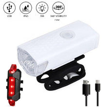 Load image into Gallery viewer, Rechargeable USB Bike Light Bicycle Front Rear Back Taillight Cycling Headlight Bicycle Lamp Flashlight Powerful Front And Back Lights Bicycle Accessories For Night Riding Cycling Safety Best Headlight With USB Tail

