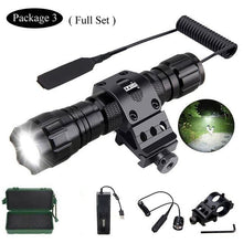Load image into Gallery viewer, Rechargeable USB Charger High Lumen LED  Light Tactical Flashlight With Rail Mount Led Light White Tactical  Flashlight Pressure Switch For Long Distance Night Hunting
