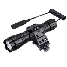 Load image into Gallery viewer, Rechargeable USB Charger High Lumen LED  Light Tactical Flashlight With Rail Mount Led Light White Tactical  Flashlight Pressure Switch For Long Distance Night Hunting
