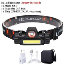 Load image into Gallery viewer, Rechargeable Waterproof Powerful LED Headlamp Portable Mini Built-in 18650 Battery Flashlight For  Portable Head Lamp Flashlight, Outdoor Lightweight Durable Headlight For Outdoor Running Camping Reading Fishing  Walking Jogging Headlight
