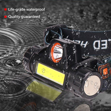 Load image into Gallery viewer, Rechargeable Waterproof Powerful LED Headlamp Portable Mini Built-in 18650 Battery Flashlight For  Portable Head Lamp Flashlight, Outdoor Lightweight Durable Headlight For Outdoor Running Camping Reading Fishing  Walking Jogging Headlight
