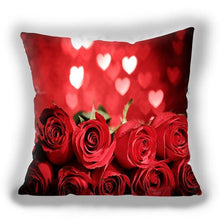 Load image into Gallery viewer, Red Flower Cushion Pillow Covers Love Pillow Covers Decorative Linen Square Couple Cushion Cases Home Decor Polyester Throw Pillow Case Super Soft Short Plush Cushion Cover Festive Home Decorative Cushions 45X45CM
