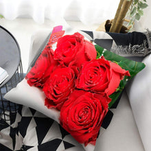 Load image into Gallery viewer, Red Flower Cushion Pillow Covers Love Pillow Covers Decorative Linen Square Couple Cushion Cases Home Decor Polyester Throw Pillow Case Super Soft Short Plush Cushion Cover Festive Home Decorative Cushions 45X45CM
