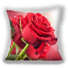 Load image into Gallery viewer, Red Flower Cushion Pillow Covers Love Pillow Covers Decorative Linen Square Couple Cushion Cases Home Decor Polyester Throw Pillow Case Super Soft Short Plush Cushion Cover Festive Home Decorative Cushions 45X45CM
