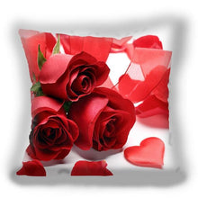 Load image into Gallery viewer, Red Flower Cushion Pillow Covers Love Pillow Covers Decorative Linen Square Couple Cushion Cases Home Decor Polyester Throw Pillow Case Super Soft Short Plush Cushion Cover Festive Home Decorative Cushions 45X45CM
