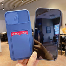 Load image into Gallery viewer, Red Soft Wallet Card Holder Phone Case for iPhone 13 12 11 Pro Max Slide Camera Protection Candy Cover Silicone Back Cover With Slide Camera Cover Protective iphone Case
