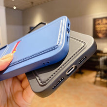 Load image into Gallery viewer, Red Soft Wallet Card Holder Phone Case for iPhone 13 12 11 Pro Max Slide Camera Protection Candy Cover Silicone Back Cover With Slide Camera Cover Protective iphone Case

