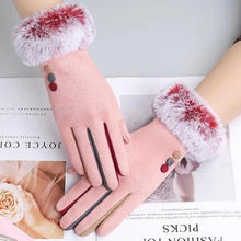 Load image into Gallery viewer, Red Winter Warm One Size Touch Screen Glove Female Fur Thick Driving Comfortable Gloves For Autumn
