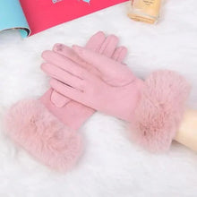 Load image into Gallery viewer, Red Winter Warm One Size Touch Screen Glove Female Fur Thick Driving Comfortable Gloves For Autumn
