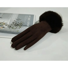 Load image into Gallery viewer, Red Winter Warm One Size Touch Screen Glove Female Fur Thick Driving Comfortable Gloves For Autumn

