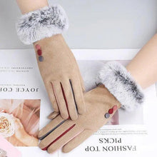 Load image into Gallery viewer, Red Winter Warm One Size Touch Screen Glove Female Fur Thick Driving Comfortable Gloves For Autumn
