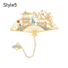 Load image into Gallery viewer, Retro Carving Brass Bookmark Tassel Pendant Book Clip Metal Pagination Mark Student Gift Stationery School Supply Metal Creative Bookmark Chinese Style Unique Vintage Series Gift For Reader Student
