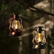 Load image into Gallery viewer, Retro Kerosene Lamp LED Horse Lantern Outdoor Waterproof Portable Rechargeable Solar Powered Flame Light
