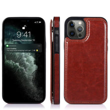 Load image into Gallery viewer, Retro PU Flip Leather Case For iPhone 14 13 12 11 Pro Max Multi Card Holder Case Cover Card Holder Leather Card Double Magnetic Closure Durable Iphone Cover
