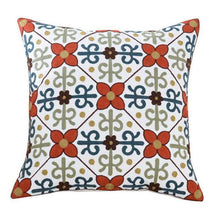 Load image into Gallery viewer, 100% Cotton Embroidery Flower Pattern Pillow Cover Home Decoration Sofa Cushion Cover Housewarming Gift Pillow Case Decorative Embroidered Pillow Cover Handmade Cotton Cover For Throw Pillows Beautiful Modern Floral Patterns 45x45cm
