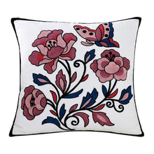 Load image into Gallery viewer, 100% Cotton Embroidery Flower Pattern Pillow Cover Home Decoration Sofa Cushion Cover Housewarming Gift Pillow Case Decorative Embroidered Pillow Cover Handmade Cotton Cover For Throw Pillows Beautiful Modern Floral Patterns 45x45cm
