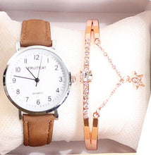 Load image into Gallery viewer, Retro Trendy Atmosphere Quartz Watch Fashion Casual Female Student Watch Ultra Thin Digital Dial Woman Children Set Bracelet Watch Leather Band Luxury Quartz Watches Fashion Creative Watch
