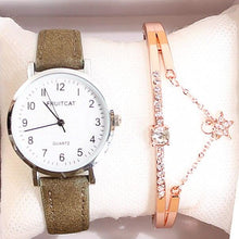Load image into Gallery viewer, Retro Trendy Atmosphere Quartz Watch Fashion Casual Female Student Watch Ultra Thin Digital Dial Woman Children Set Bracelet Watch Leather Band Luxury Quartz Watches Fashion Creative Watch
