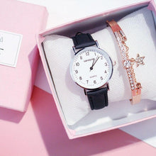 Load image into Gallery viewer, Retro Trendy Atmosphere Quartz Watch Fashion Casual Female Student Watch Ultra Thin Digital Dial Woman Children Set Bracelet Watch Leather Band Luxury Quartz Watches Fashion Creative Watch
