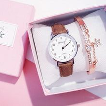 Load image into Gallery viewer, Retro Trendy Atmosphere Quartz Watch Fashion Casual Female Student Watch Ultra Thin Digital Dial Woman Children Set Bracelet Watch Leather Band Luxury Quartz Watches Fashion Creative Watch
