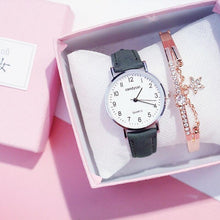 Load image into Gallery viewer, Retro Trendy Atmosphere Quartz Watch Fashion Casual Female Student Watch Ultra Thin Digital Dial Woman Children Set Bracelet Watch Leather Band Luxury Quartz Watches Fashion Creative Watch

