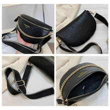 Load image into Gallery viewer, Retro Waist Bag PU Leather Fanny Pack Purse Leather with Gold Chain Strap Stylish Waist Pack Women Belt Bag Multifunctional Chest Bag

