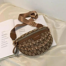 Load image into Gallery viewer, Retro Waist Bag PU Leather Fanny Pack Purse Leather with Gold Chain Strap Stylish Waist Pack Women Belt Bag Multifunctional Chest Bag
