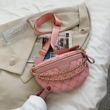 Load image into Gallery viewer, Retro Waist Bag PU Leather Fanny Pack Purse Leather with Gold Chain Strap Stylish Waist Pack Women Belt Bag Multifunctional Chest Bag
