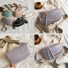 Load image into Gallery viewer, Retro Waist Bag PU Leather Fanny Pack Purse Leather with Gold Chain Strap Stylish Waist Pack Women Belt Bag Multifunctional Chest Bag
