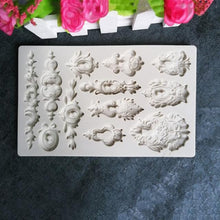 Load image into Gallery viewer, Reusable Silicone Mold Cake Baking Decoration Epoxy Resin Plaster Crafts Chocolate Mold European Style Pattern Silicone Mold Silicone Fondant Cake Mold Baroque Style Door Lock Mold For Sugarcraft
