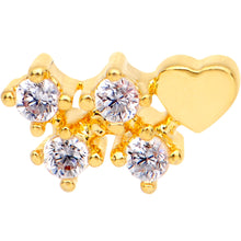 Load image into Gallery viewer, 20G Clear CZ Gold Tone Heart Faux Hoop L Shaped Nose Ring
