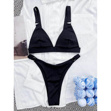 Load image into Gallery viewer, Rib Ring Linked High Cut Bikini Swimsuit
